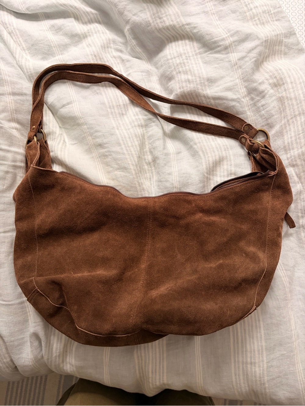 Free People Roma Suede Brown Hobo Shoulder Bag NWOT
